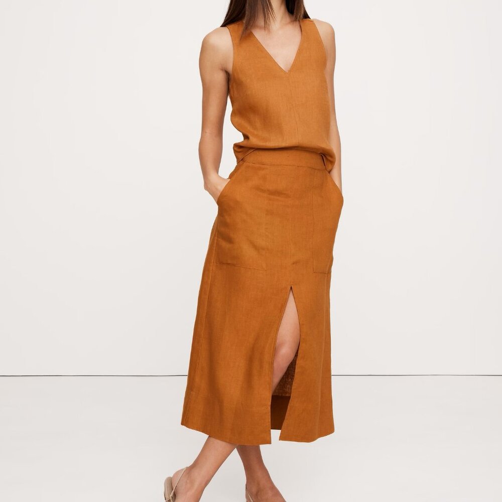 BANANA REPUBLIC LINEN MIDI SKIRT